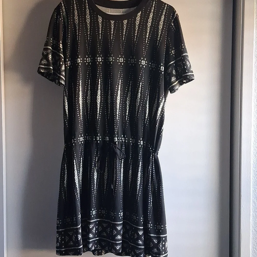 Tory Burch Bologan Pima Cotton Knit Dress Abstract Black White